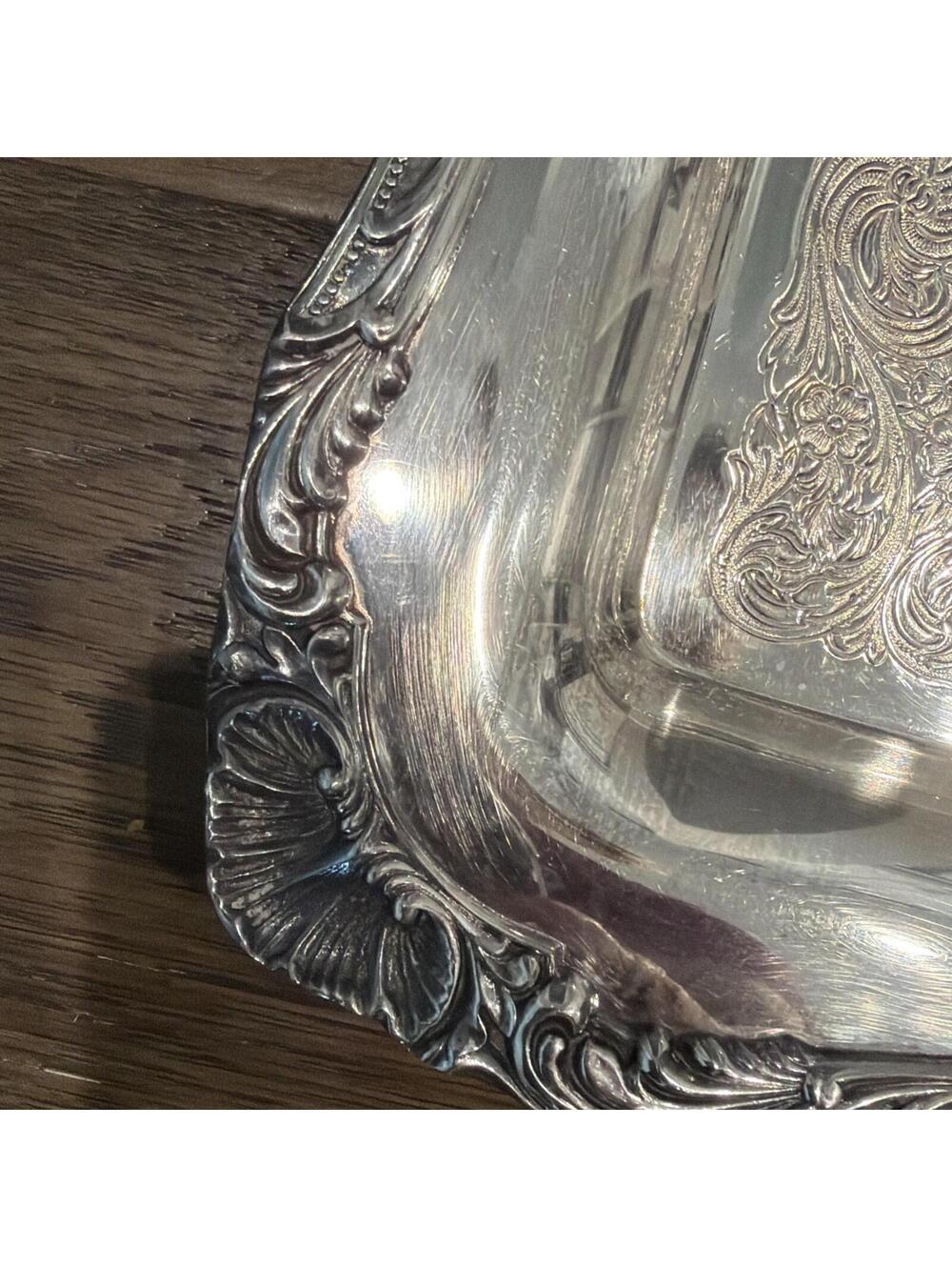 Wm Rogers Spring Flower #290 Silverplate Waiter Tray 24” Large Ornate - Picture 3 of 12